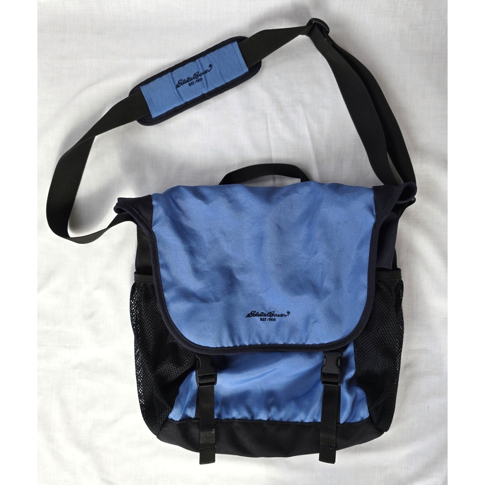 Eddie Bauer▪️Messenger Crossbody Light Blue & Black Travel Laptop Bag